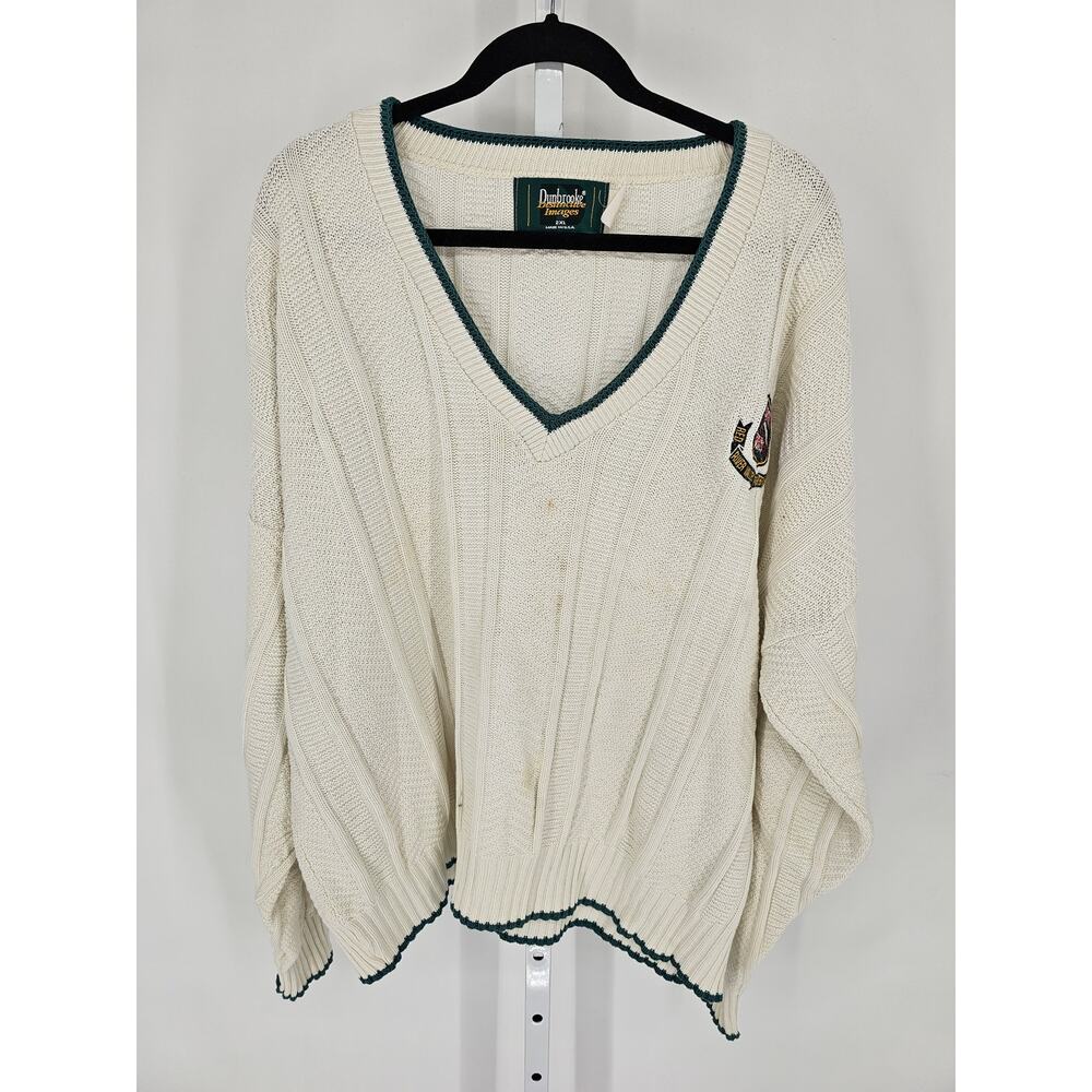 Vtg 1990s Dunbrooke Mens Sz XXL V Neck Sweater River Valley Fighter Pilots